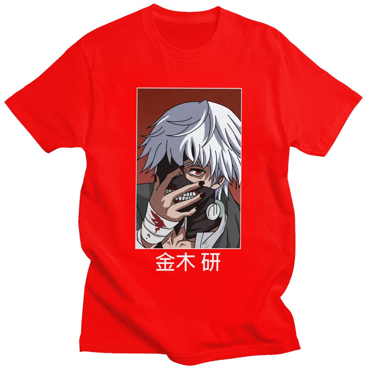 Tokyo Ghoul Ken Kaneki T Shirt for Men Pre-shrunk Cotton Graphic T-shirt O-neck Short Sleeve Japanese Anime Manga Tee Clothing