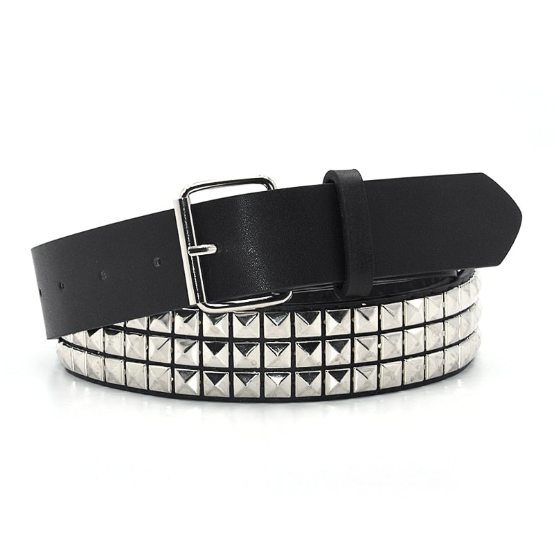 GAOKE Hollow Bullet Decoration Belt Fashion Ladies Leather Studded Gift Man's Goth Rock Wild Adjustable Women Punk Black Belt