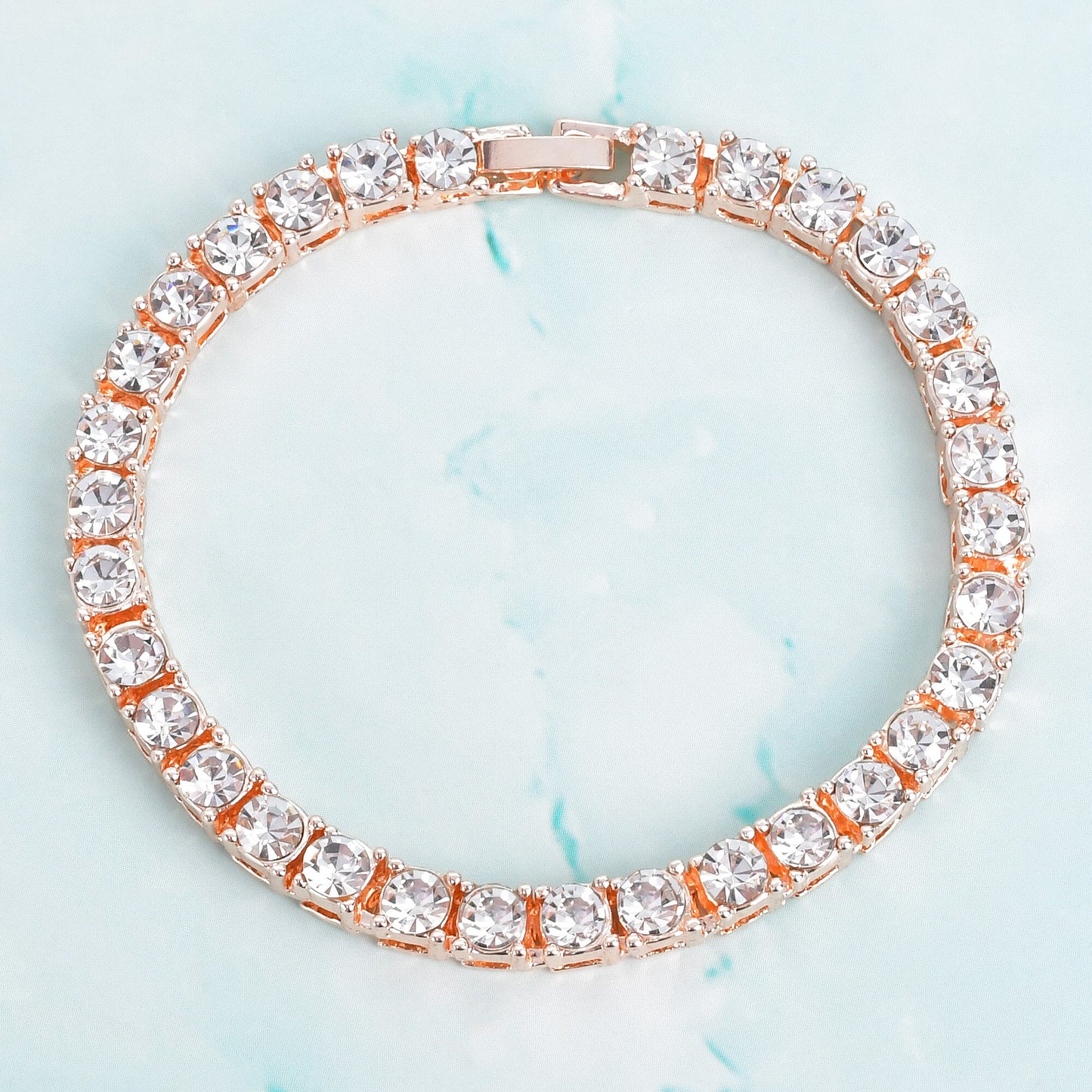 4mm Tin Alloy Gold Color Iced Bracelet Men's Hip Hop Tennis Chain Street Rock Jewelry