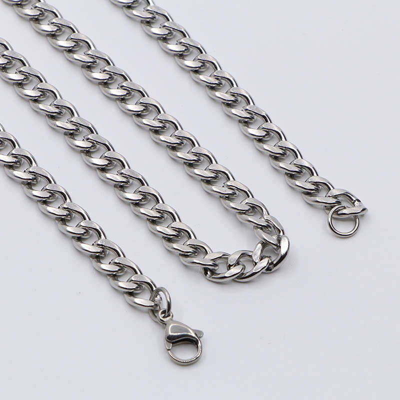 Women Men's Necklace Stainless Steel Curb Cuban Link NK Chain Steel Color Basic Punk Male Choker Jewelry Gifts Free Shipping