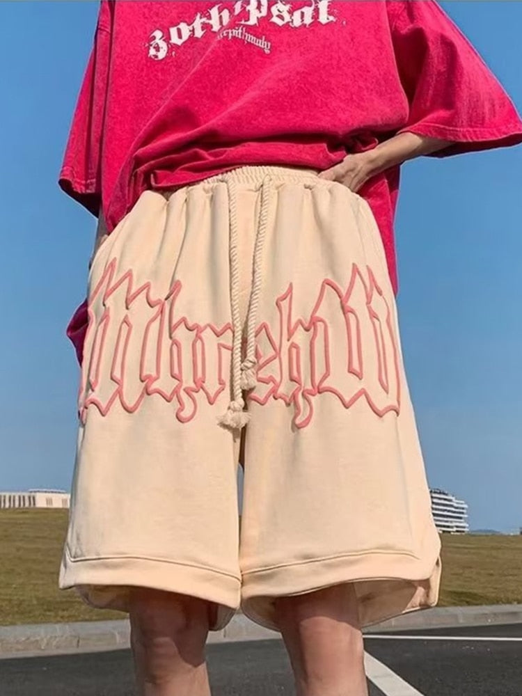 Summer Men's Letter Foam Print Shorts y2k Casual Fashion Loose Sweatpants Gym Basketball Short Pants Streetwear Bermuda shorts