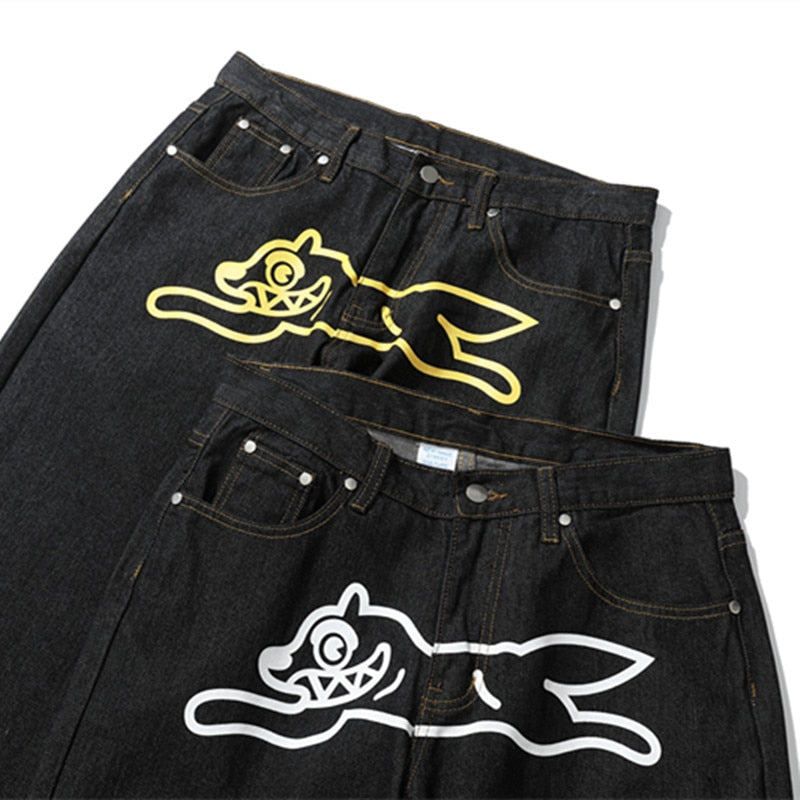 2022 Ropa Dog Print Streetwear Men Hip Hop Baggy Jeans Pants Y2K Clothes Straight Loose Goth Denim Trousers Pantalones Vaqueros