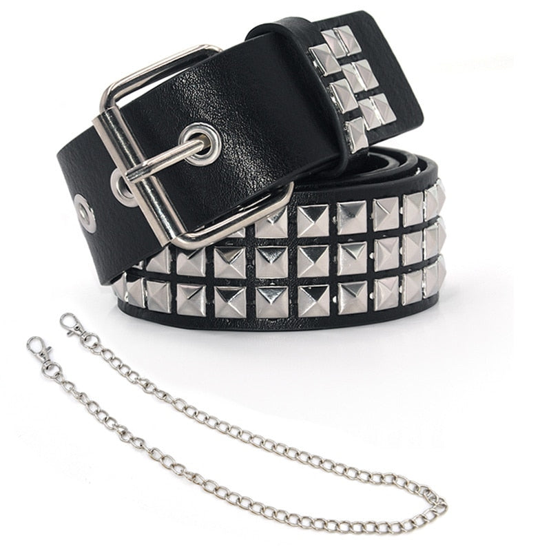 GAOKE Hollow Bullet Decoration Belt Fashion Ladies Leather Studded Gift Man's Goth Rock Wild Adjustable Women Punk Black Belt