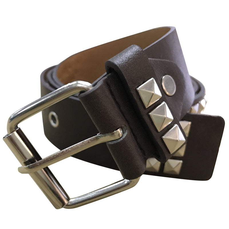 GAOKE Hollow Bullet Decoration Belt Fashion Ladies Leather Studded Gift Man's Goth Rock Wild Adjustable Women Punk Black Belt