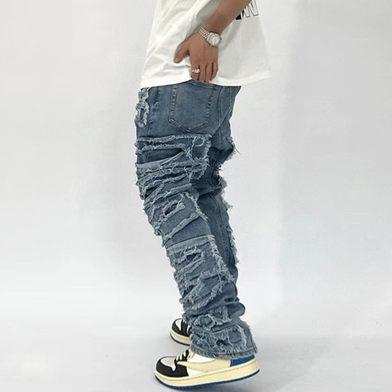 2022 Kanye Y2K Streetwear Baggy Ripped Stacked Jeans Pants Men Clothing Hip Hop Straight Vintage Denim Trousers Pantalon Homme