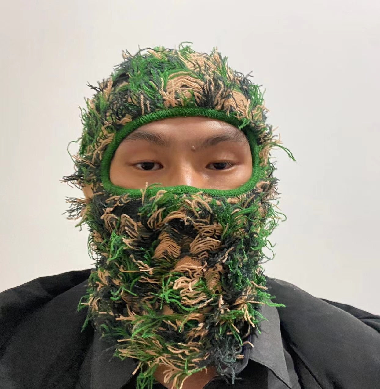 Designer Ski Mask Storm Knitted Distressed Camo Balaclava Ski Mask Custom Grassy Balaclava