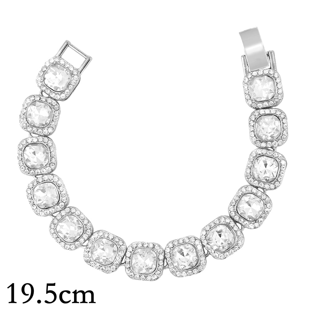 14/20MM Hip Hop Metal Cuban Bracelet Iced Out Chain Bling Full Rhinestone Pave Luxury Crystal Bracelet For Men's Jewelry Gift