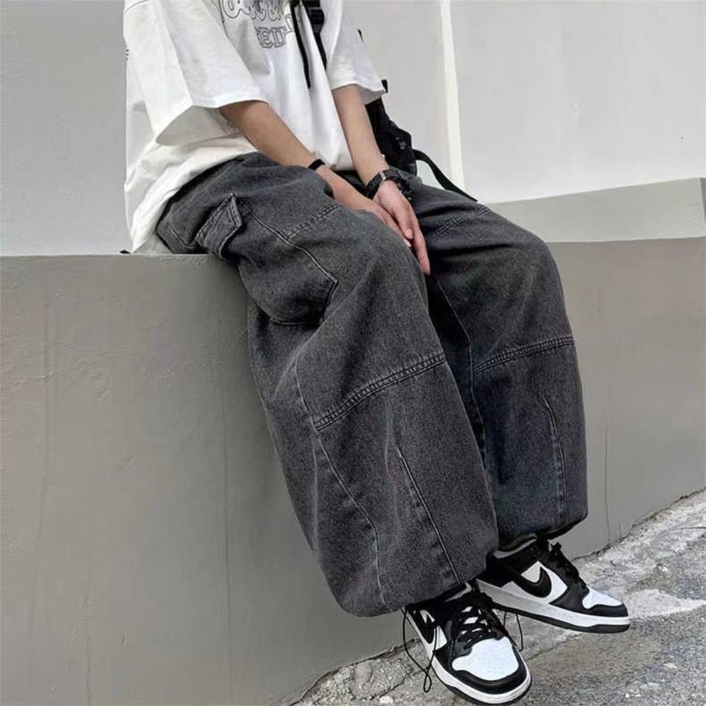 2022 Spring Autumn Trousers y2k baggy jeans for men Wide leg Pants Pockets Elastic Waist Streetwear Loose comfortable Pants