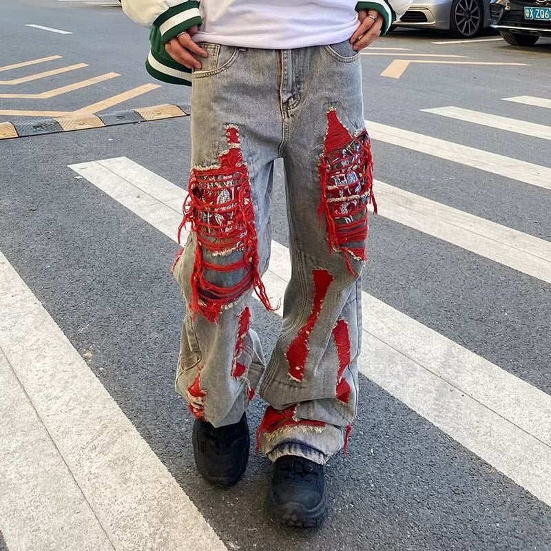 2023 Ropa Grunge Y2K Streetwear Baggy Ripped Stacked Jeans Pants Men Clothing Kanye Women Straight Denim Trousers Vetement Homme