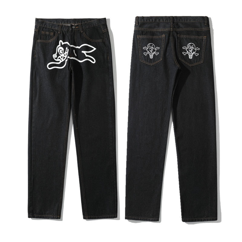 2022 Ropa Dog Print Streetwear Men Hip Hop Baggy Jeans Pants Y2K Clothes Straight Loose Goth Denim Trousers Pantalones Vaqueros