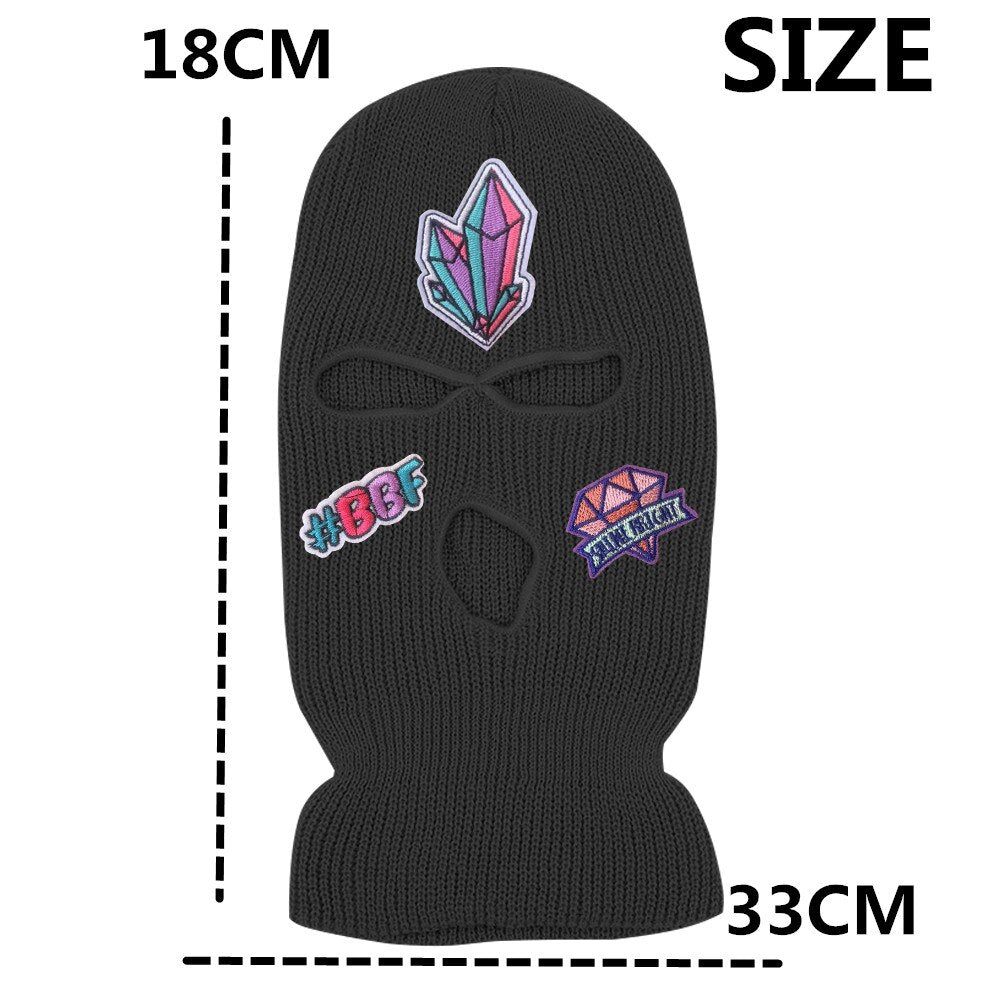 #BBF Butterfly Printed 3 Hole Full Face Cap Embroidery Letter Ski Beanies Design Keep Warm Headgear Mask Tactical Balaclava Hat