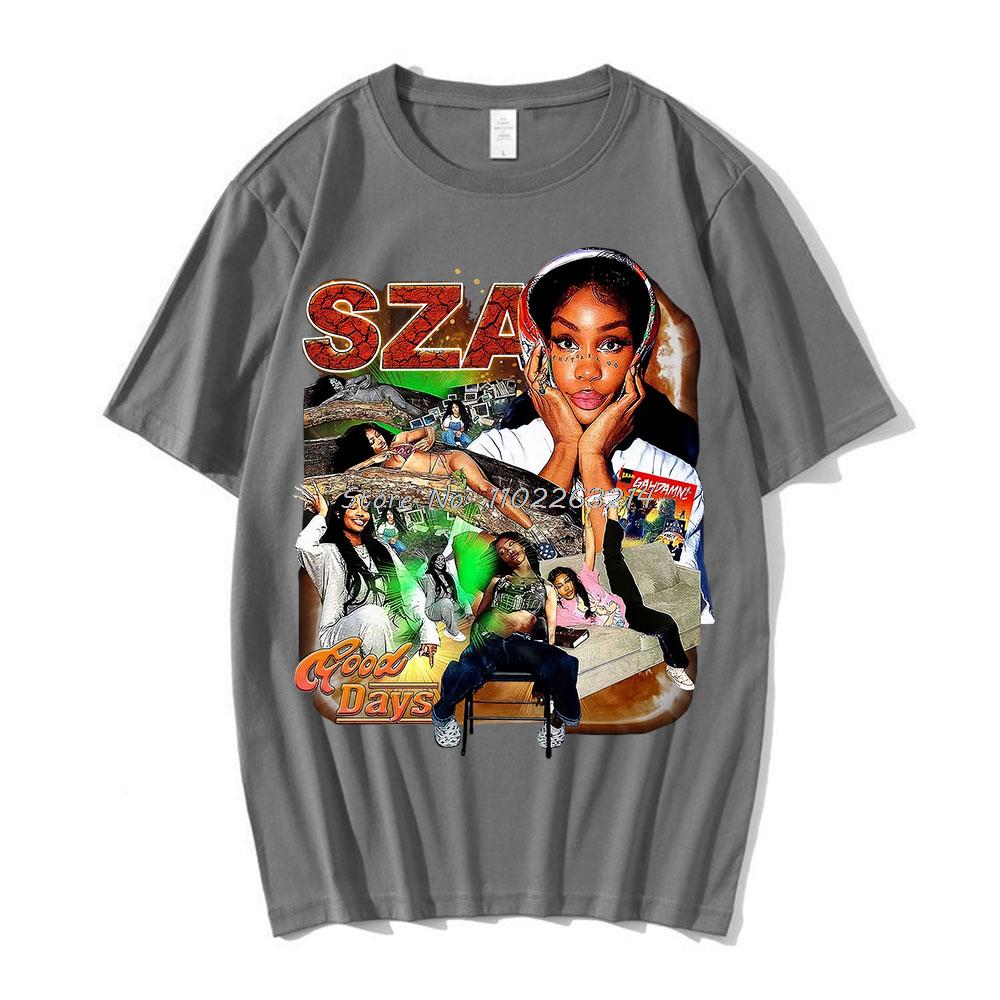 SZA Good Days Graphics T-shirt Hip Hop Rapper 90s Vintage T Shirt Summer Men Women Cotton T-shirts Oversize Streetwear