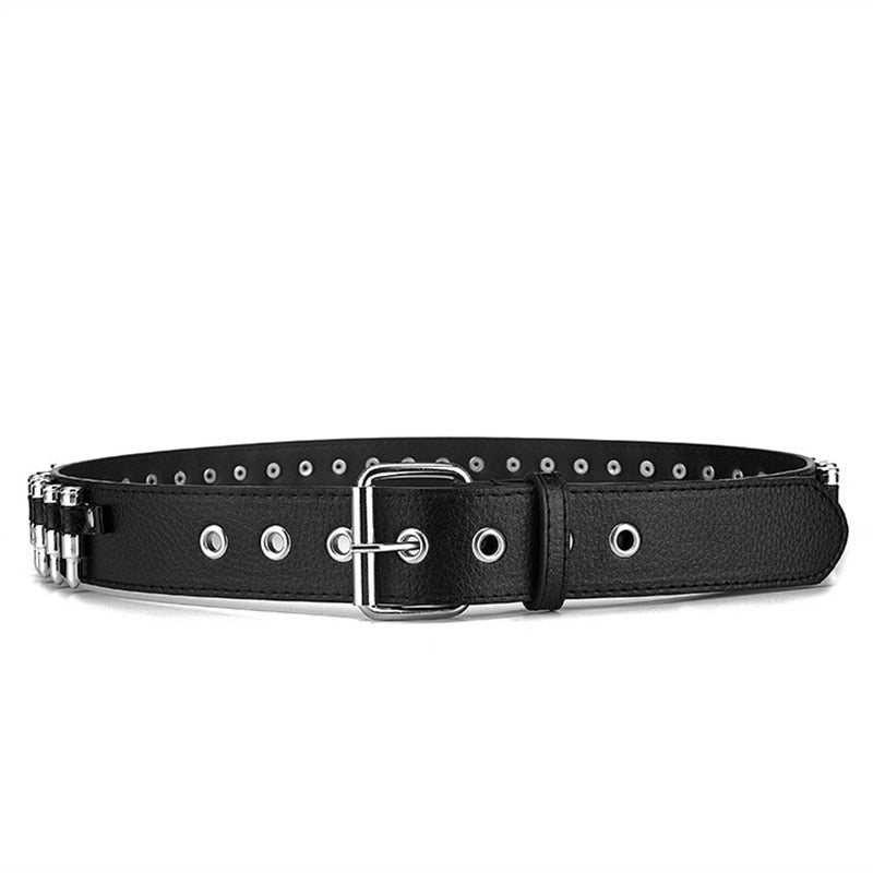 GAOKE Hollow Bullet Decoration Belt Fashion Ladies Leather Studded Gift Man's Goth Rock Wild Adjustable Women Punk Black Belt