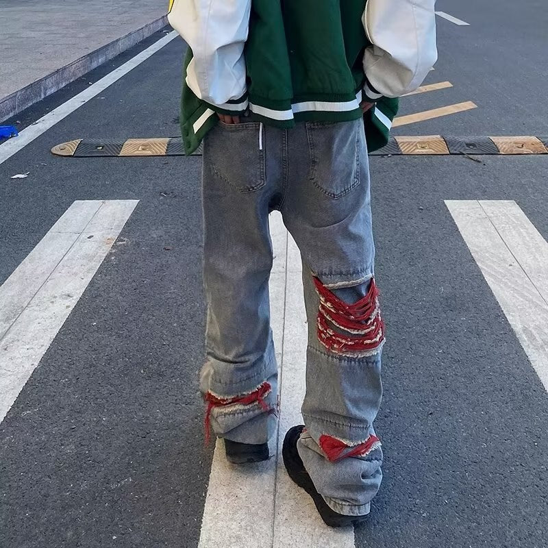 2023 Ropa Grunge Y2K Streetwear Baggy Ripped Stacked Jeans Pants Men Clothing Kanye Women Straight Denim Trousers Vetement Homme