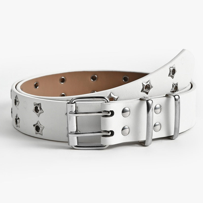 GAOKE Hollow Bullet Decoration Belt Fashion Ladies Leather Studded Gift Man's Goth Rock Wild Adjustable Women Punk Black Belt