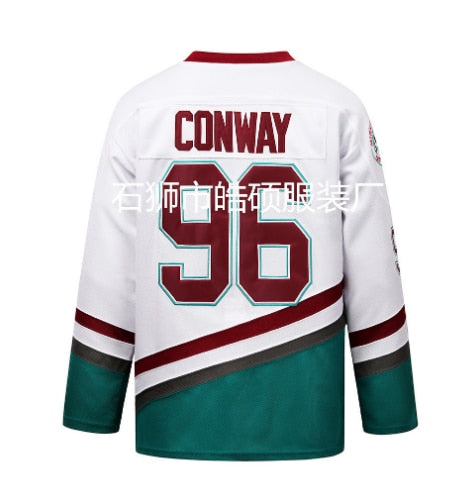 Sport Games League 96# CONWAY Mens Adam BANKS 99# Mighty Ducks Movie Ice Hockey Jerseys Stitched White S-3XL