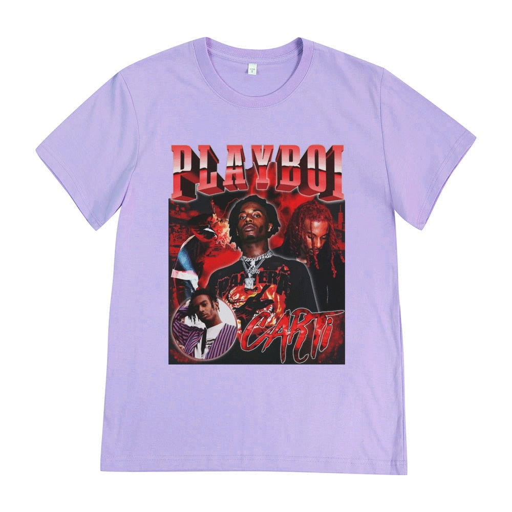 Hip Hop Rapper Playboi Carti T Shirt Men Women Graphic Print T-shirts Oversized Streetwear Short Sleeve Tee Shirt Clothing Tops
