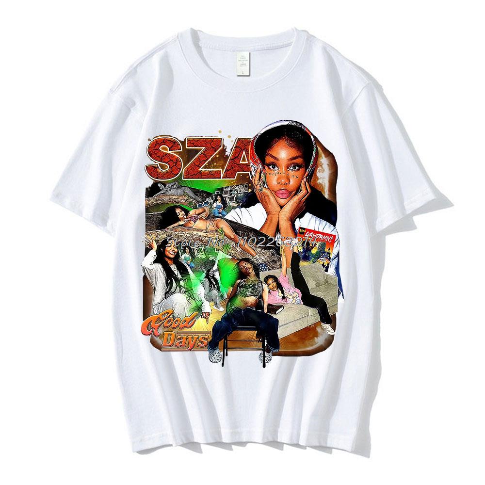 SZA Good Days Graphics T-shirt Hip Hop Rapper 90s Vintage T Shirt Summer Men Women Cotton T-shirts Oversize Streetwear