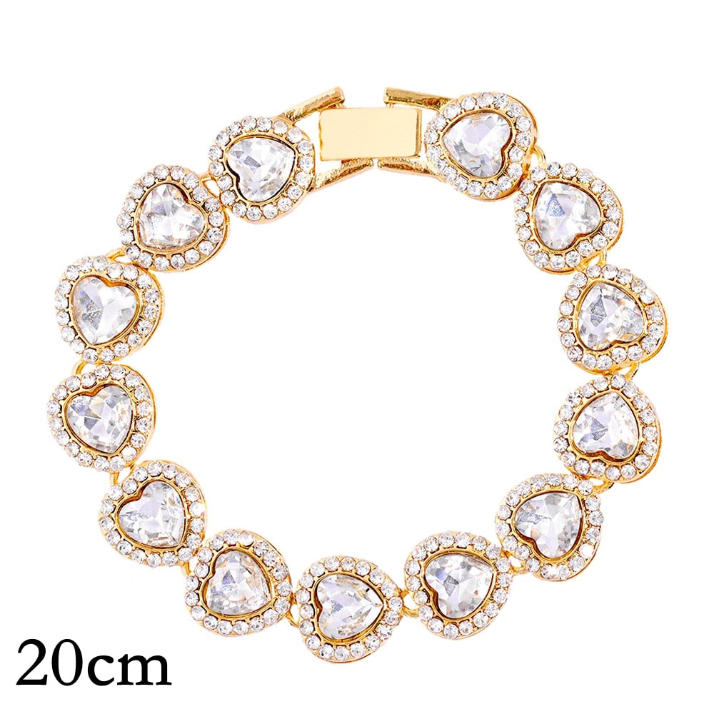 14/20MM Hip Hop Metal Cuban Bracelet Iced Out Chain Bling Full Rhinestone Pave Luxury Crystal Bracelet For Men's Jewelry Gift