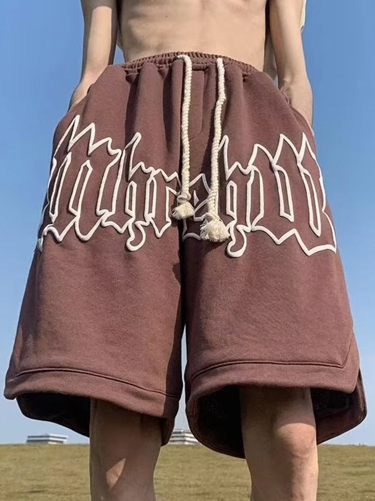 Summer Men's Letter Foam Print Shorts y2k Casual Fashion Loose Sweatpants Gym Basketball Short Pants Streetwear Bermuda shorts