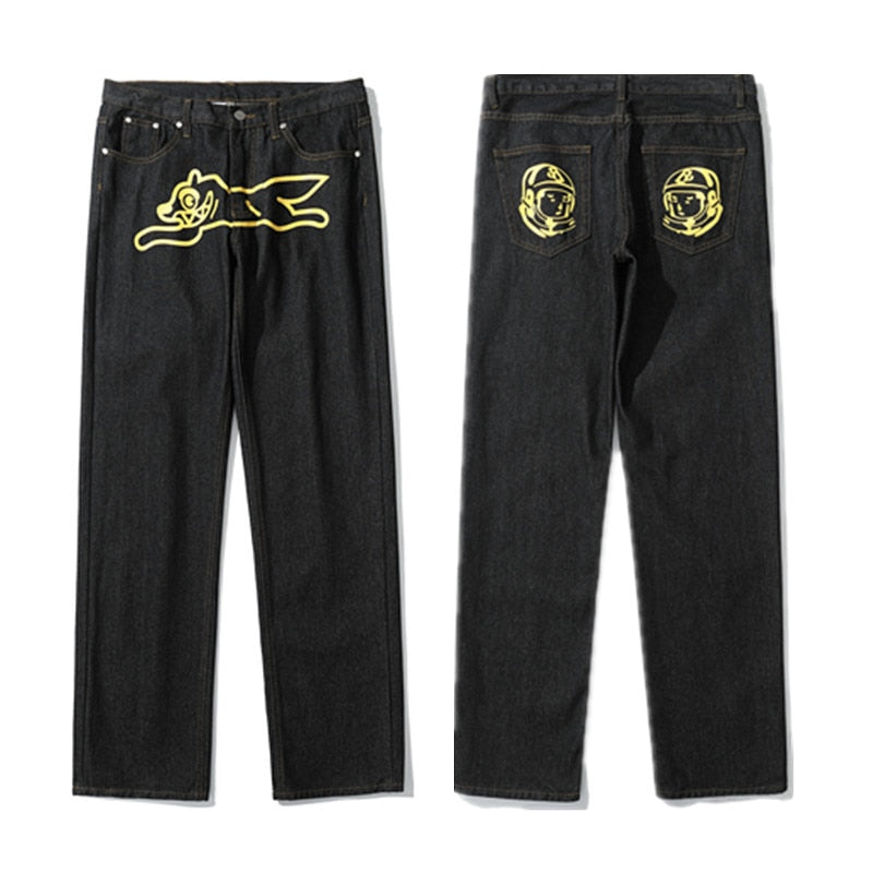 2022 Ropa Dog Print Streetwear Men Hip Hop Baggy Jeans Pants Y2K Clothes Straight Loose Goth Denim Trousers Pantalones Vaqueros