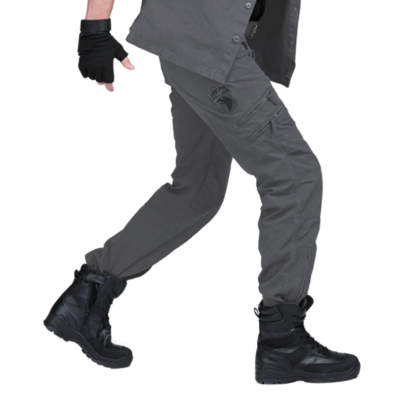 2022 Men's Cargo Pant Cotton Army Military Tactical Pant Men Vintage Camo Green Work Many Pocket Cotton Camouflage Black Trouser