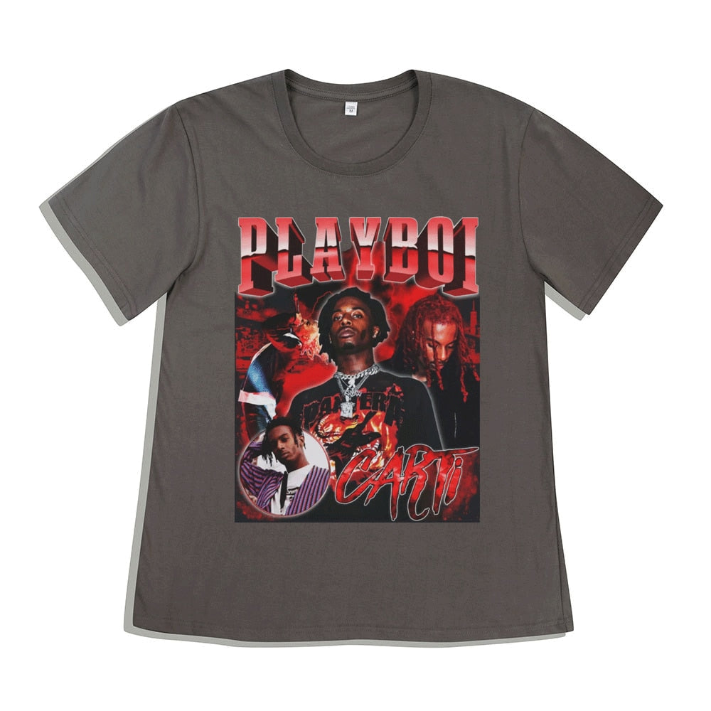 Hip Hop Rapper Playboi Carti T Shirt Men Women Graphic Print T-shirts Oversized Streetwear Short Sleeve Tee Shirt Clothing Tops