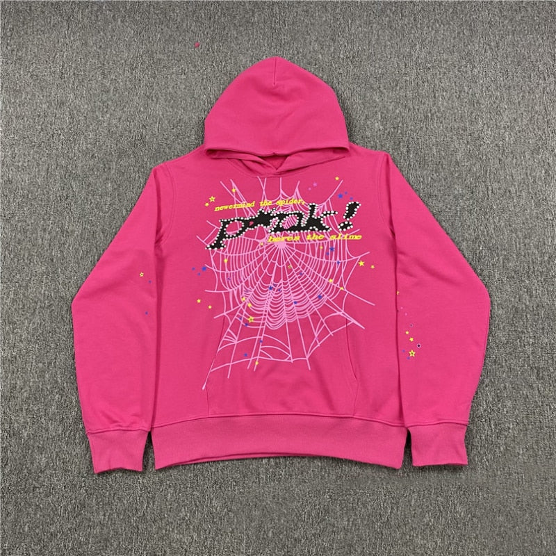 Hip Hop Spider Web Print Hoodies Men Fashion Long Sleeve Hooded Sweatshirts Pants Gothic Punk Oversized Winter Hoodie Tops