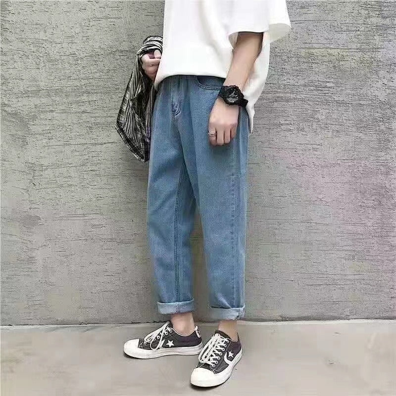 Y2K Retro Embroidered Denim Trousers Men's High Street Wide Leg Pants Street Loose Casual Jeans Letter Patch Pants Men's