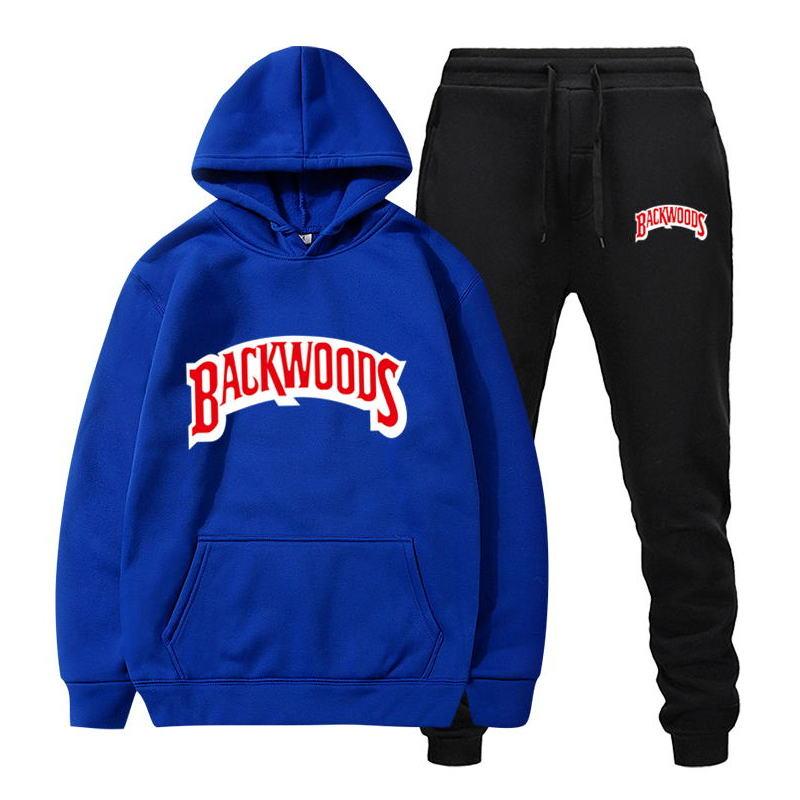 Men Set Fleece Hoodie Pant Thick Warm Tracksuit Sportswear Fashion Brand Backwoods Hooded Track Suits Male Sweatsuit Tracksuit