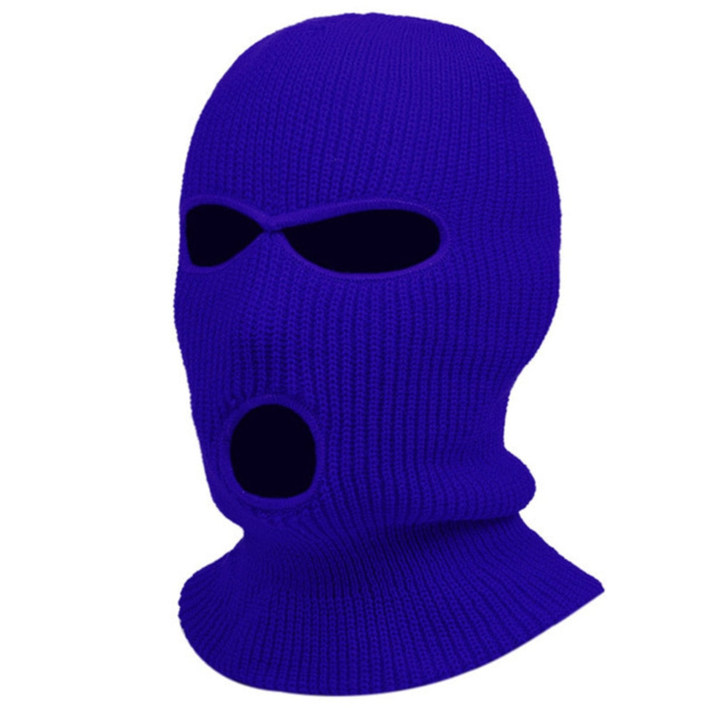 3Holes Winter Warm Unisex Balaclava Mask Hat Embroidery Full Face Mask Knitted Cycling Ski Snowboard Hat Cap Hip Hop Beanie Gift