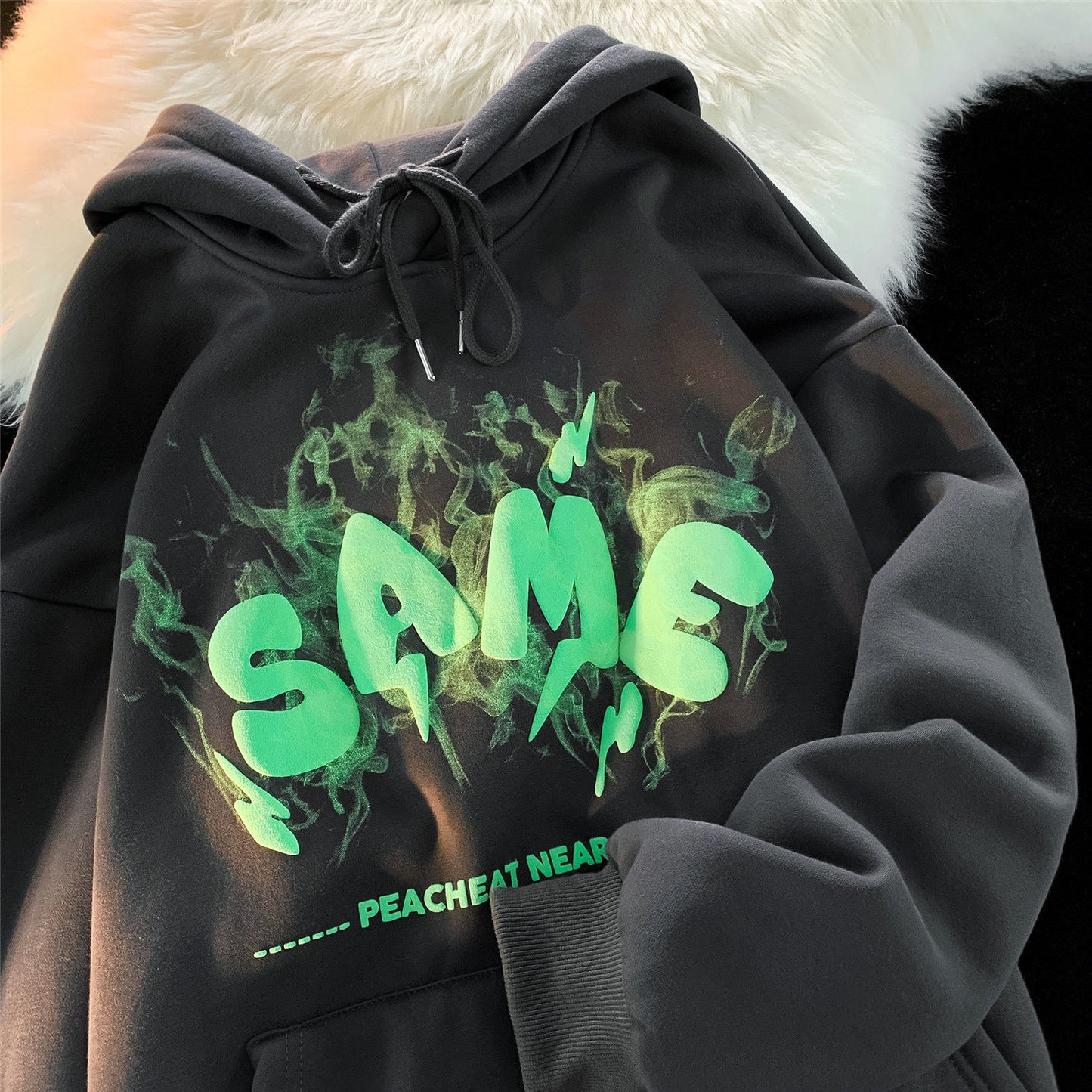 Hiphop horn sweater women autumn and winter loose tide ins lazy wind bf plus velvet thick design sense niche jacket hoodie bape