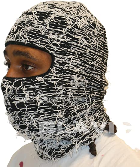 Designer Ski Mask Storm Knitted Distressed Camo Balaclava Ski Mask Custom Grassy Balaclava