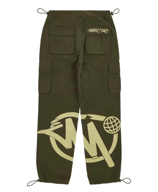 Y2K Cargo Pant Overalls Minus Two Black Pants 2023 New Harajuku Fashion Casual Loose Men Rock Straight Wide Leg Pants Streetwear