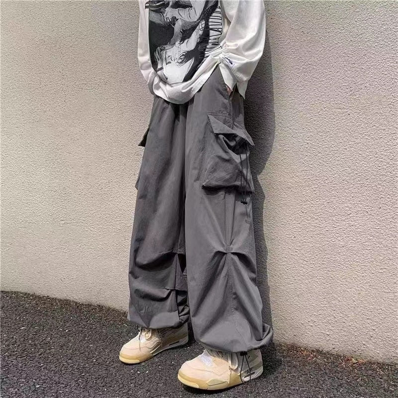 Y2K Cargo Pant Overalls Minus Two Black Pants 2023 New Harajuku Fashion Casual Loose Men Rock Straight Wide Leg Pants Streetwear