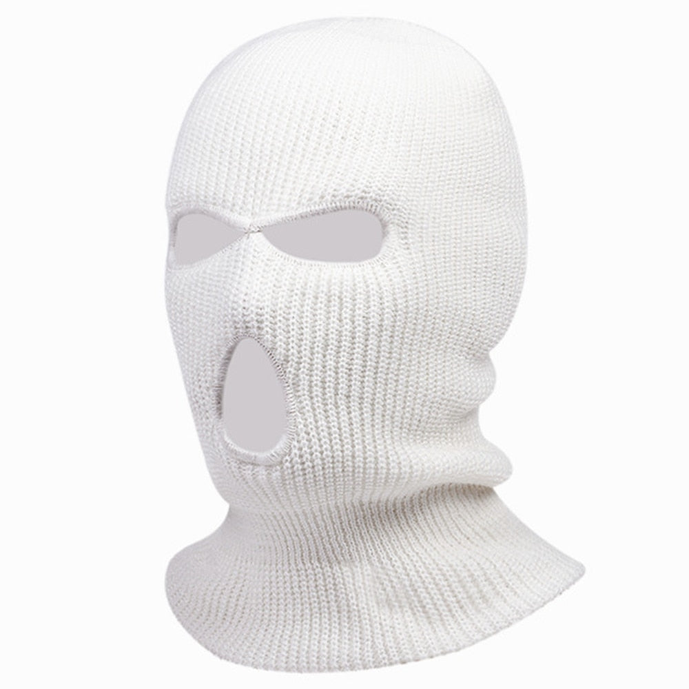 3Holes Winter Warm Unisex Balaclava Mask Hat Embroidery Full Face Mask Knitted Cycling Ski Snowboard Hat Cap Hip Hop Beanie Gift