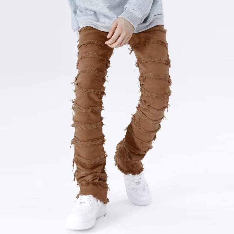 2023 Dark Streetwear Black Baggy Grunge Stacked Jeans Y2K Pants Men Patchwork Hip Hop Straight Denim Trousers Pantalones Hombre