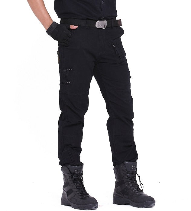 2022 Men's Cargo Pant Cotton Army Military Tactical Pant Men Vintage Camo Green Work Many Pocket Cotton Camouflage Black Trouser