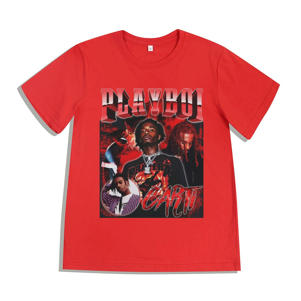 Hip Hop Rapper Playboi Carti T Shirt Men Women Graphic Print T-shirts Oversized Streetwear Short Sleeve Tee Shirt Clothing Tops