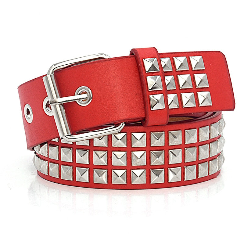 GAOKE Hollow Bullet Decoration Belt Fashion Ladies Leather Studded Gift Man's Goth Rock Wild Adjustable Women Punk Black Belt