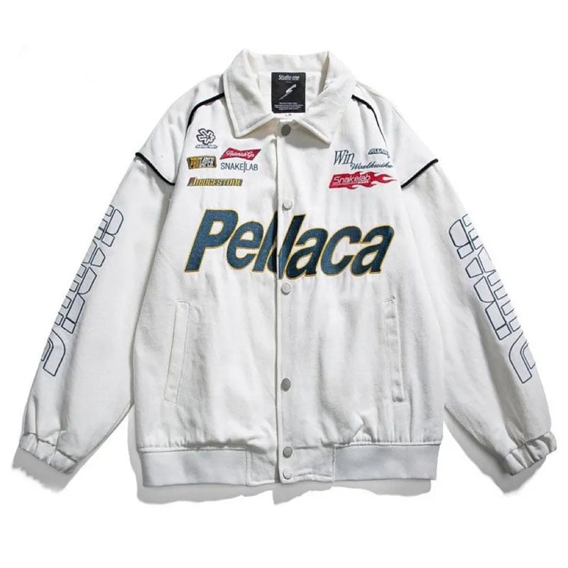 Retro Streetwear Motorcycle Baseball Jackets Mens Harajuku Letter Embroidery Patchwork Coats Casual Loose Varsity Jacket Unisex