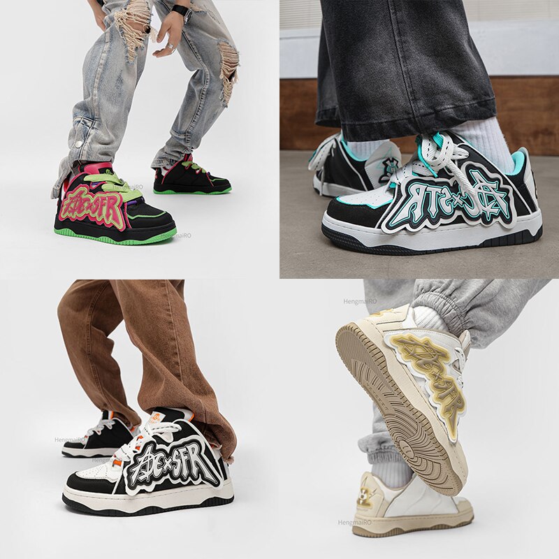 Women Shoes Men Retro Fashion Y2K Street Skateboard Shoes Punk Comfortable Sneakers Couple Students Outdoor Sports Casual Shoes