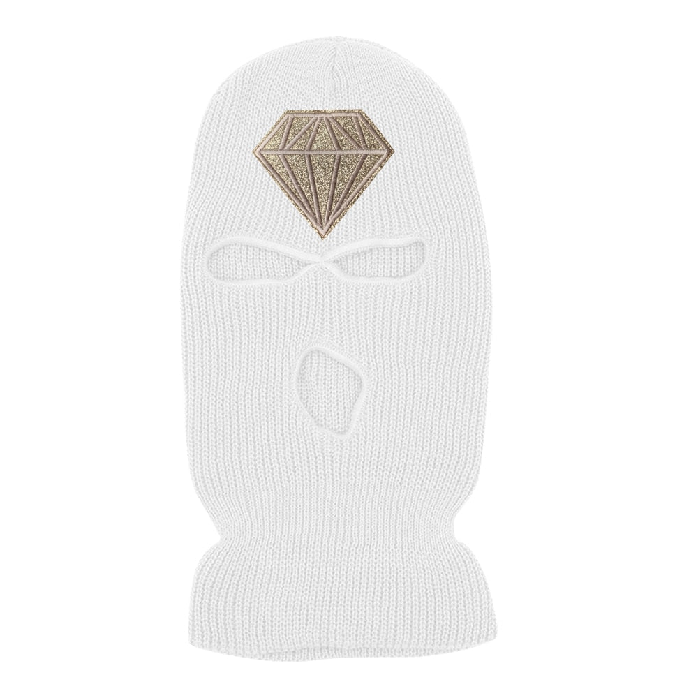 Diamond Glitter Printed 3 Hole Full Face Cap Embroidery Letter Ski Beanies Design Keep Warm Headgear Mask Tactical Balaclava Hat