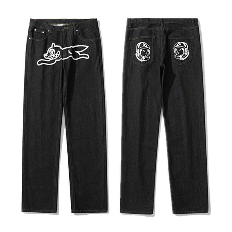 2022 Ropa Dog Print Streetwear Men Hip Hop Baggy Jeans Pants Y2K Clothes Straight Loose Goth Denim Trousers Pantalones Vaqueros