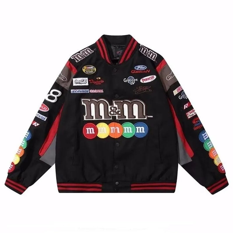 Retro Streetwear Motorcycle Baseball Jackets Mens Harajuku Letter Embroidery Patchwork Coats Casual Loose Varsity Jacket Unisex
