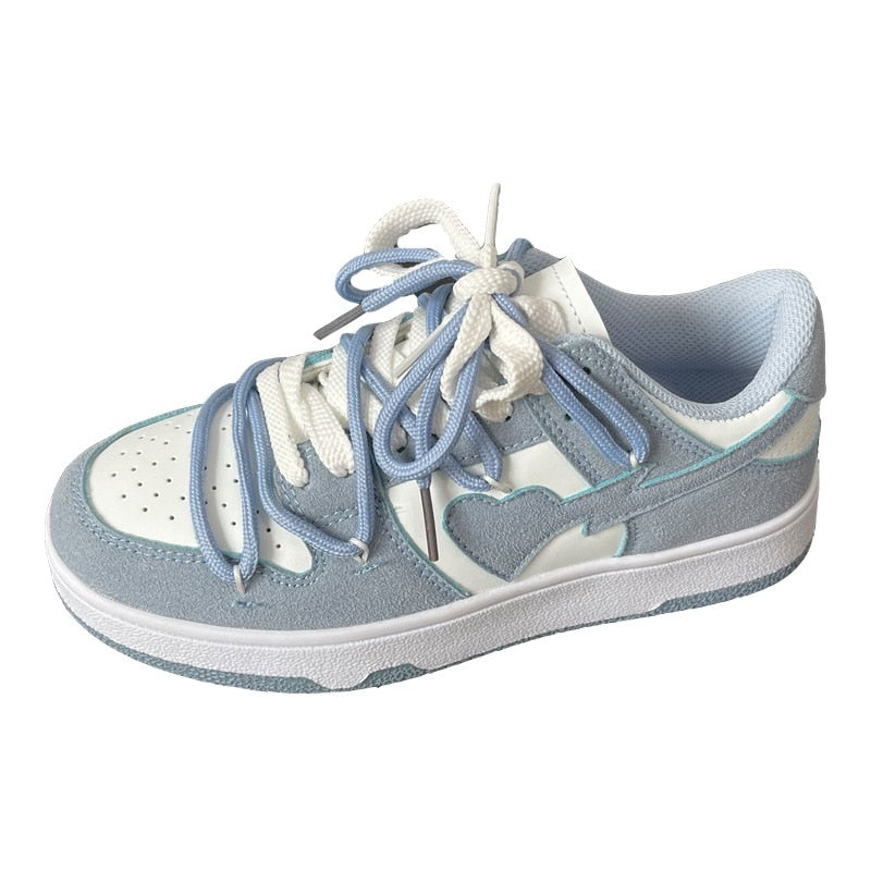 Heart Dunks 2022 New Type Slate Shoes Haze Blue Trend Love Pattern Breathable Student Casual Sneakers Female Men