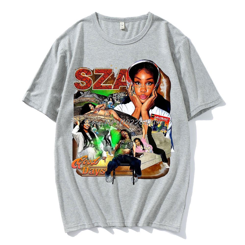 SZA Good Days Graphics T-shirt Hip Hop Rapper 90s Vintage T Shirt Summer Men Women Cotton T-shirts Oversize Streetwear