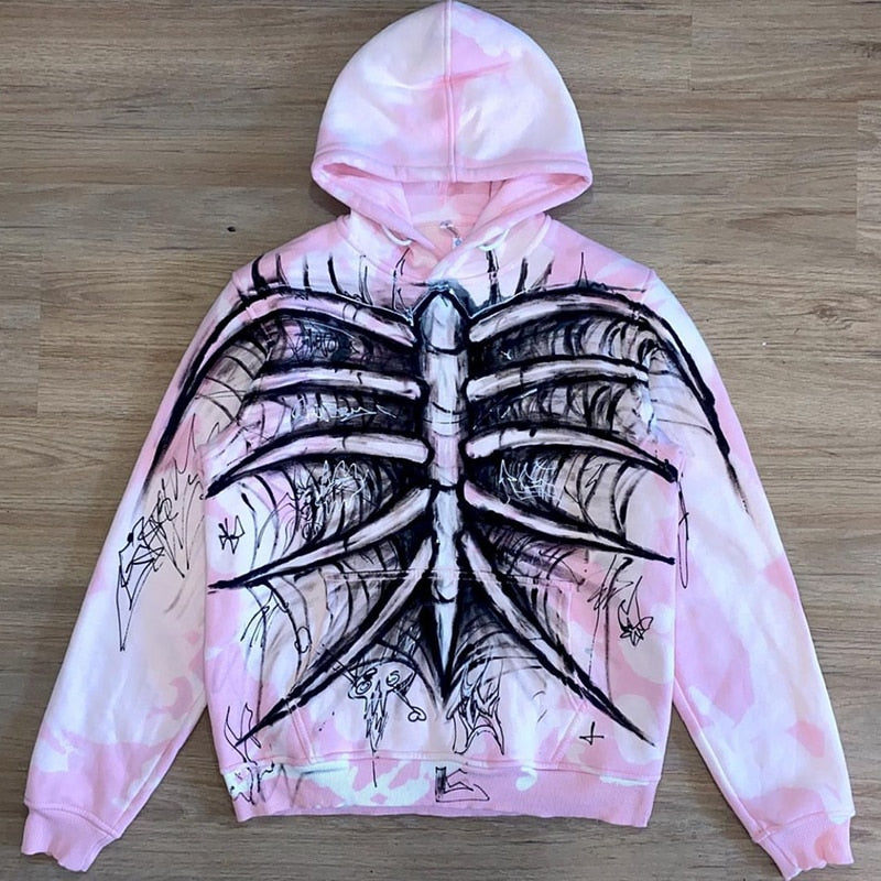 Men's Oversized Zip Hoodie Spider Print Hoodie Y2K Hip Hop Street Style Fashion Punk Sports Jacket Pullover Jacket Apparel