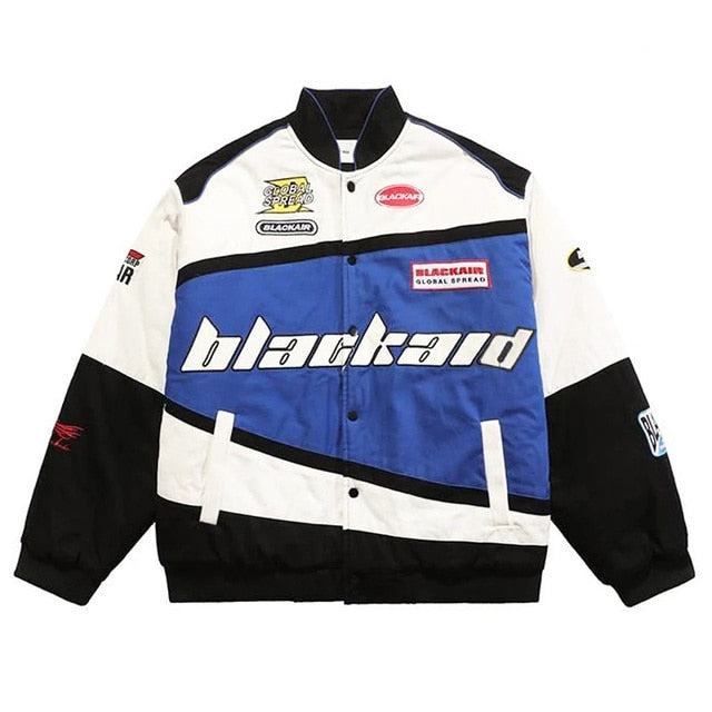 Retro Streetwear Motorcycle Baseball Jackets Mens Harajuku Letter Embroidery Patchwork Coats Casual Loose Varsity Jacket Unisex