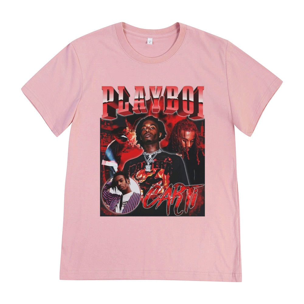 Hip Hop Rapper Playboi Carti T Shirt Men Women Graphic Print T-shirts Oversized Streetwear Short Sleeve Tee Shirt Clothing Tops